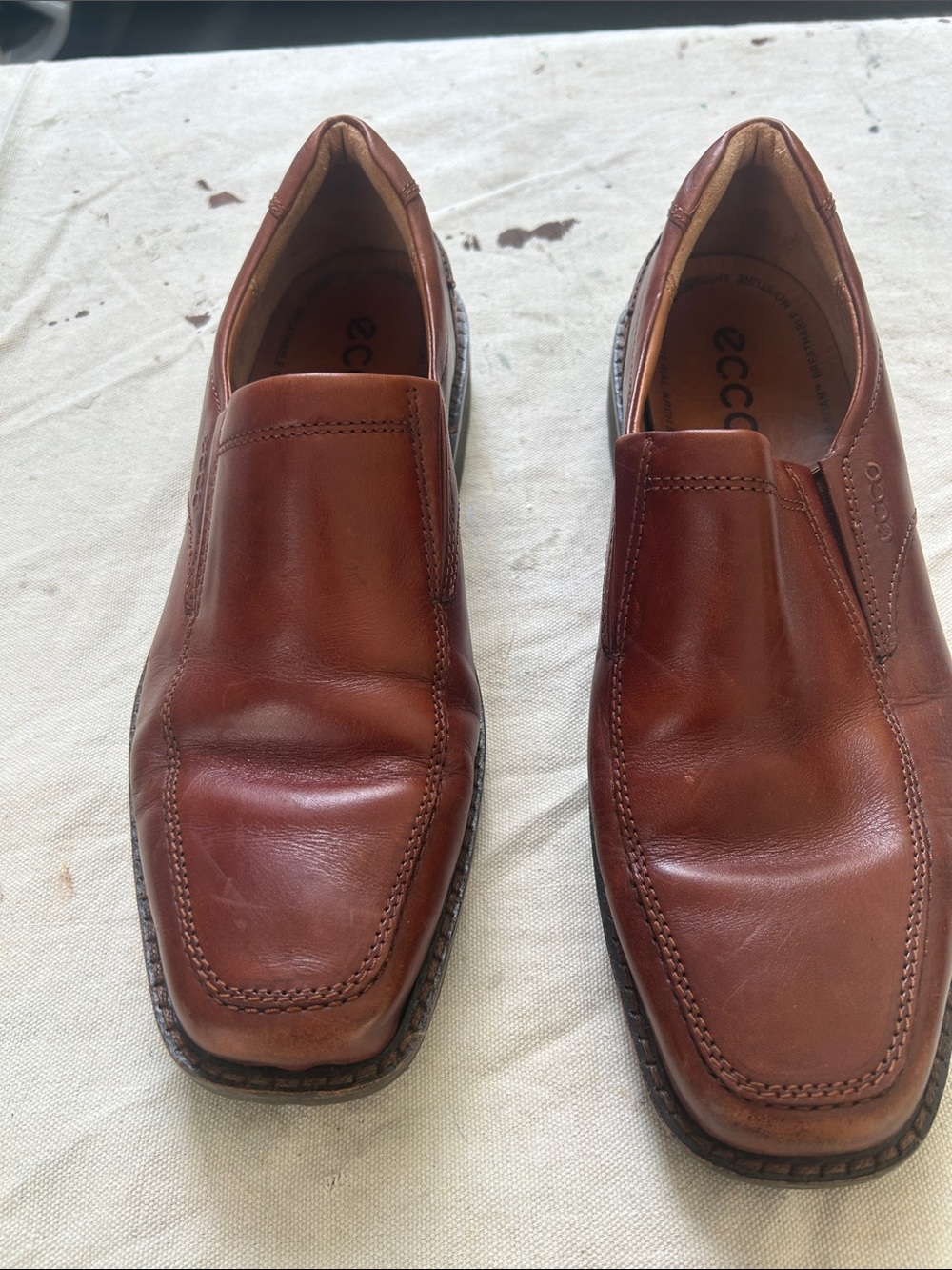 Ecco Men's Tan Leather Slip-On Loafers- best offer takes them.
